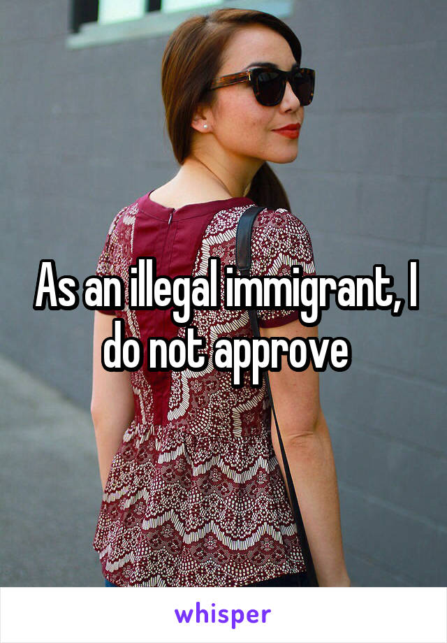 As an illegal immigrant, I do not approve