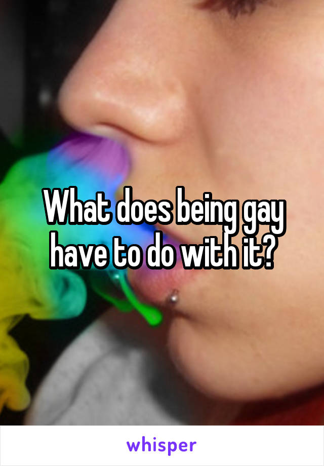 What does being gay have to do with it?