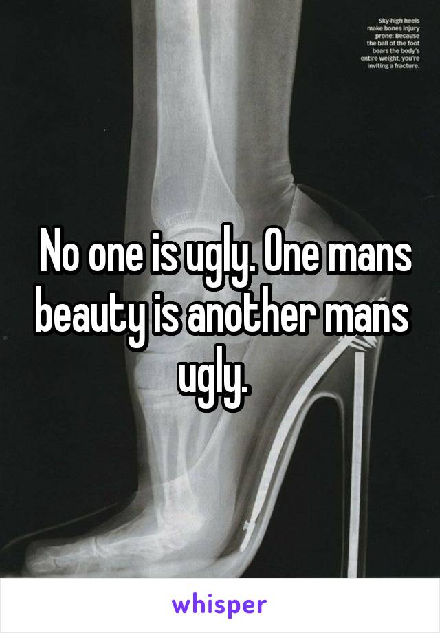  No one is ugly. One mans beauty is another mans ugly.  