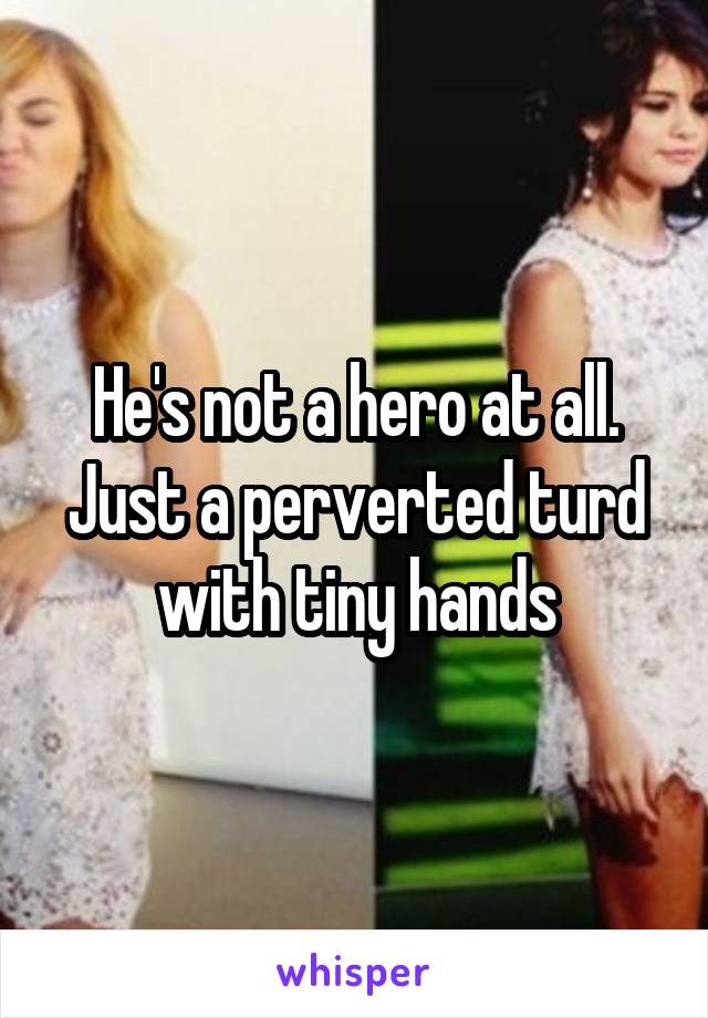 He's not a hero at all. Just a perverted turd with tiny hands