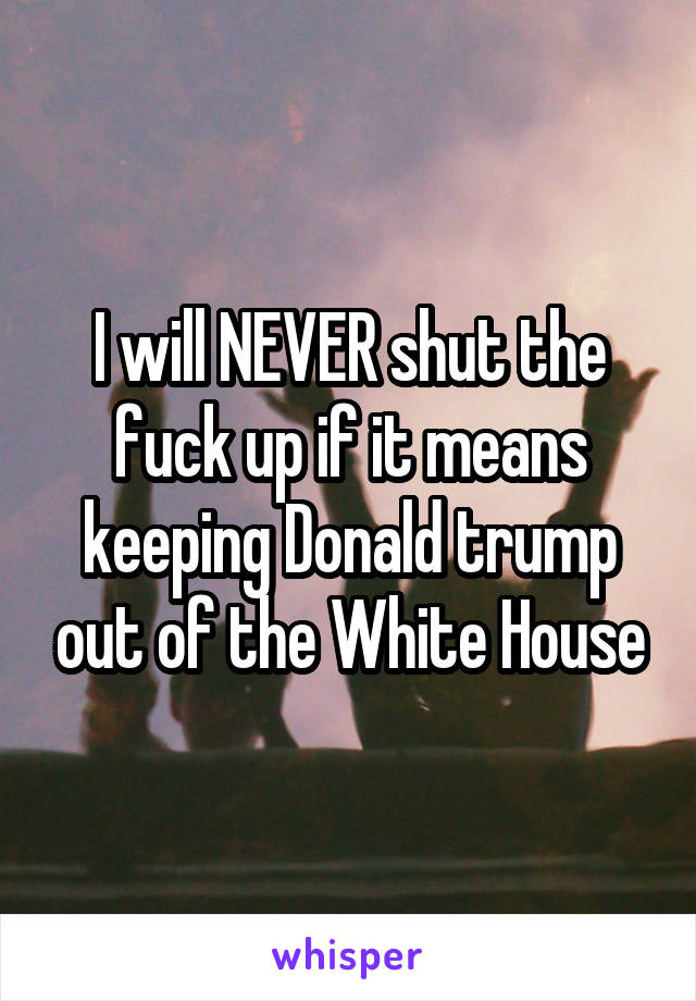 I will NEVER shut the fuck up if it means keeping Donald trump out of the White House