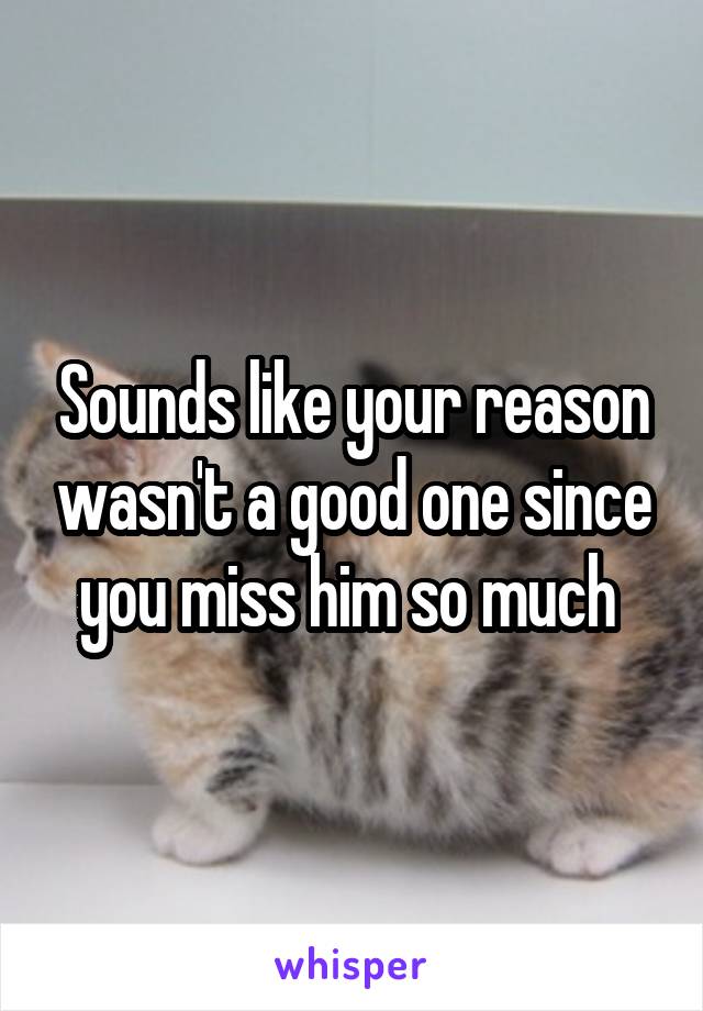 Sounds like your reason wasn't a good one since you miss him so much 