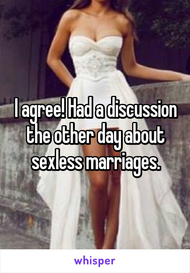 I agree! Had a discussion the other day about sexless marriages.