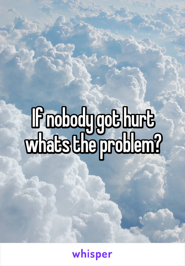 If nobody got hurt whats the problem?