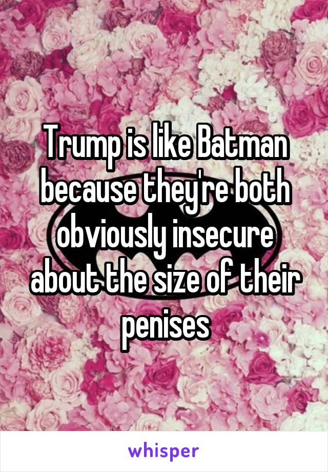 Trump is like Batman because they're both obviously insecure about the size of their penises