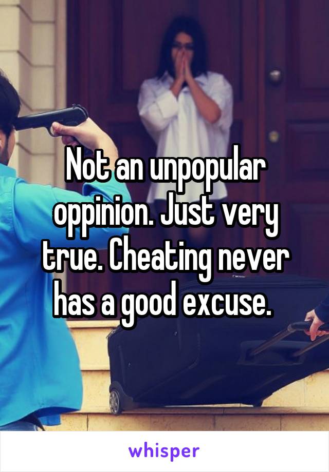 Not an unpopular oppinion. Just very true. Cheating never has a good excuse. 
