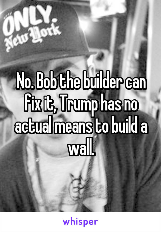 No. Bob the builder can fix it, Trump has no actual means to build a wall.