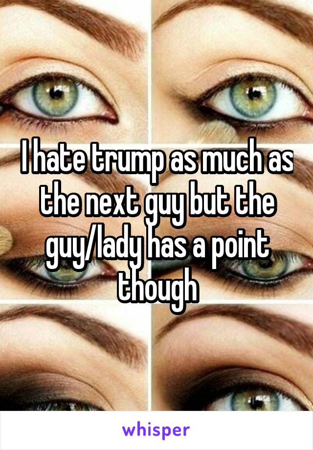 I hate trump as much as the next guy but the guy/lady has a point though