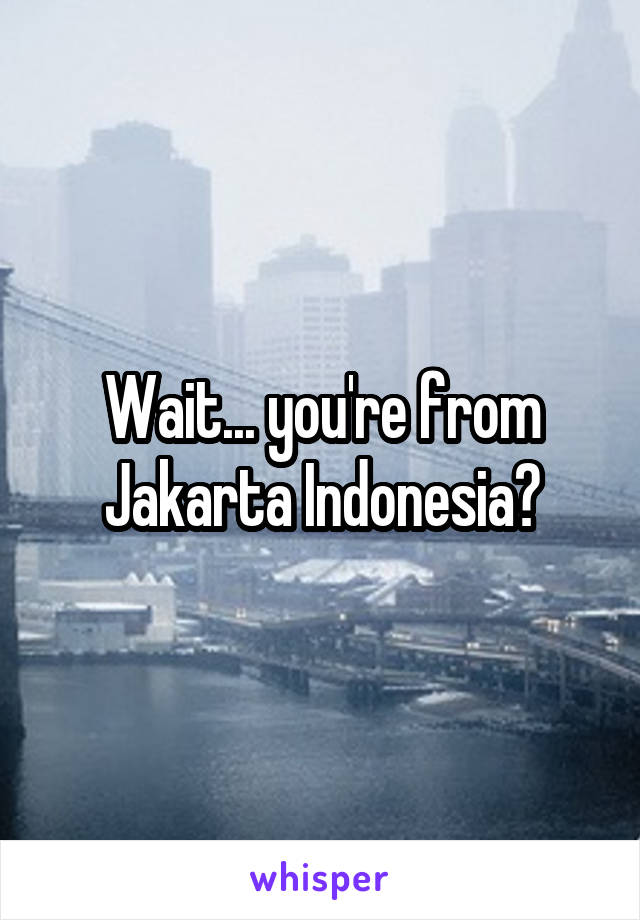 Wait... you're from Jakarta Indonesia?