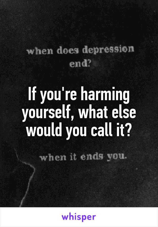 If you're harming yourself, what else would you call it?