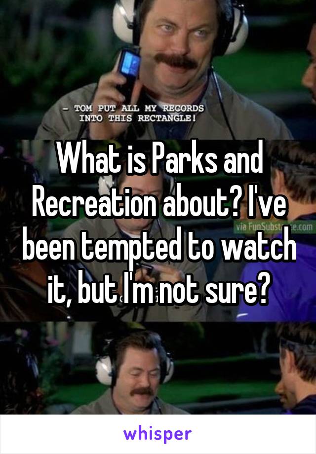 What is Parks and Recreation about? I've been tempted to watch it, but I'm not sure?
