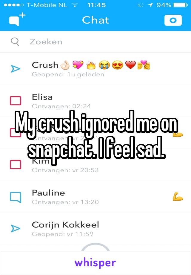 My crush ignored me on snapchat. I feel sad.