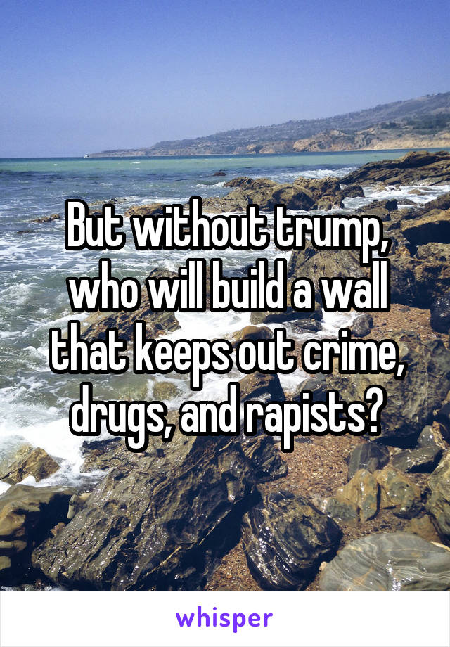 But without trump, who will build a wall that keeps out crime, drugs, and rapists?