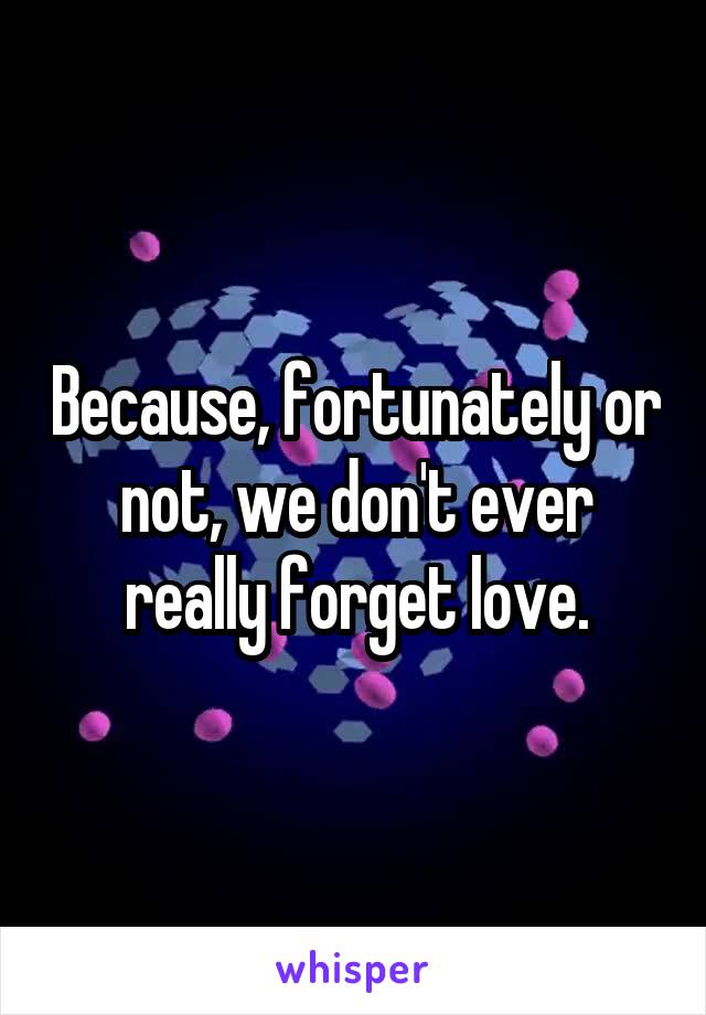 Because, fortunately or not, we don't ever really forget love.