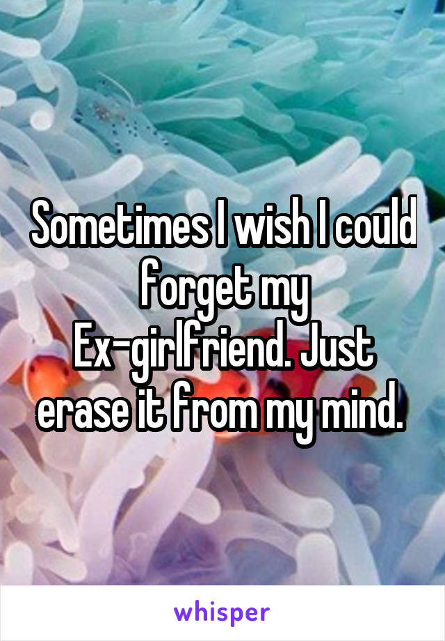 Sometimes I wish I could forget my Ex-girlfriend. Just erase it from my mind. 