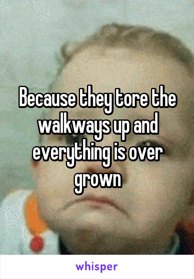 Because they tore the walkways up and everything is over grown