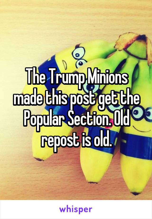 The Trump Minions made this post get the Popular Section. Old repost is old.