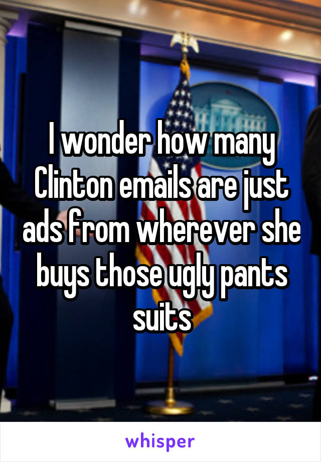 I wonder how many Clinton emails are just ads from wherever she buys those ugly pants suits
