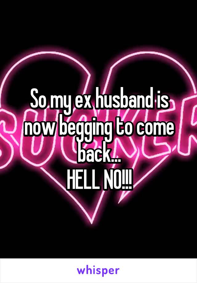 So my ex husband is now begging to come back...
HELL NO!!!