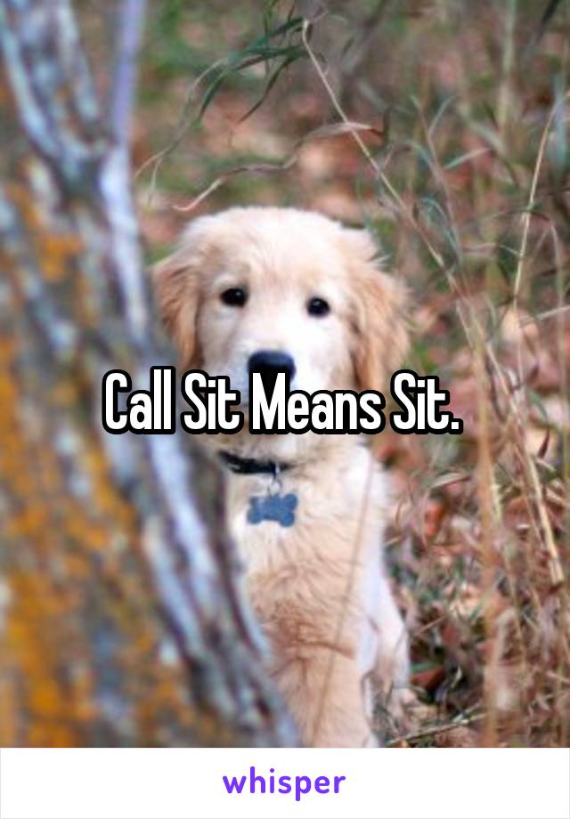 Call Sit Means Sit. 