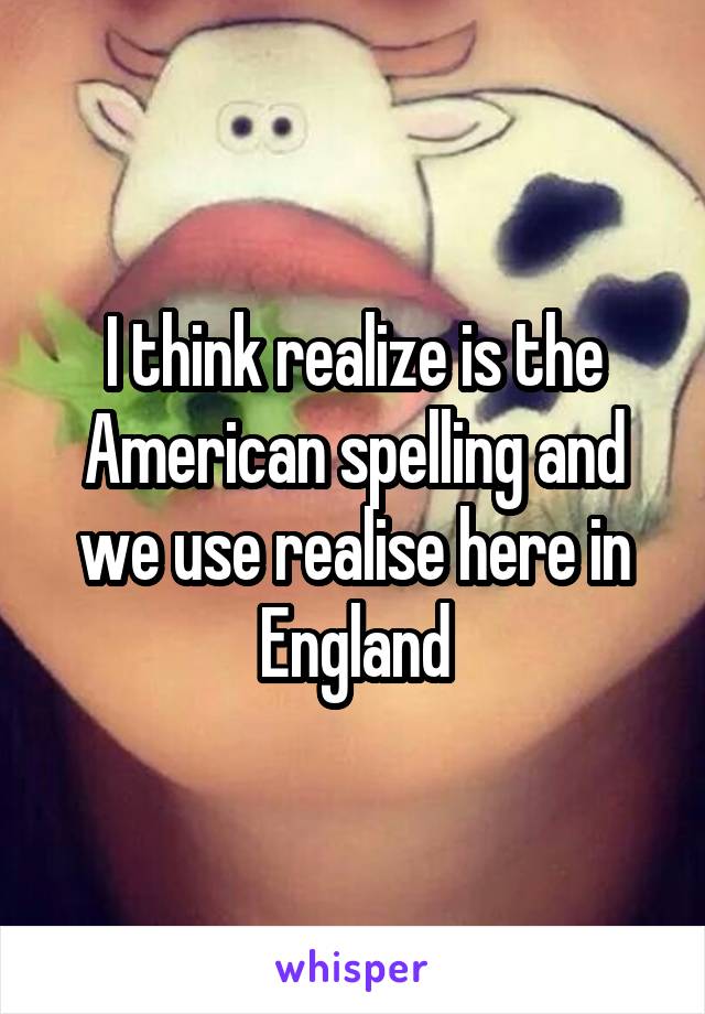 I think realize is the American spelling and we use realise here in England