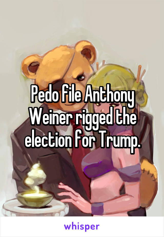 Pedo file Anthony Weiner rigged the election for Trump.
