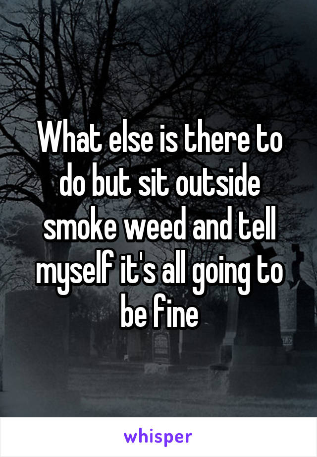 What else is there to do but sit outside smoke weed and tell myself it's all going to be fine
