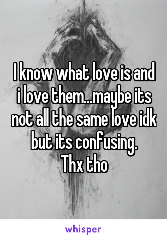 I know what love is and i love them...maybe its not all the same love idk but its confusing.
Thx tho