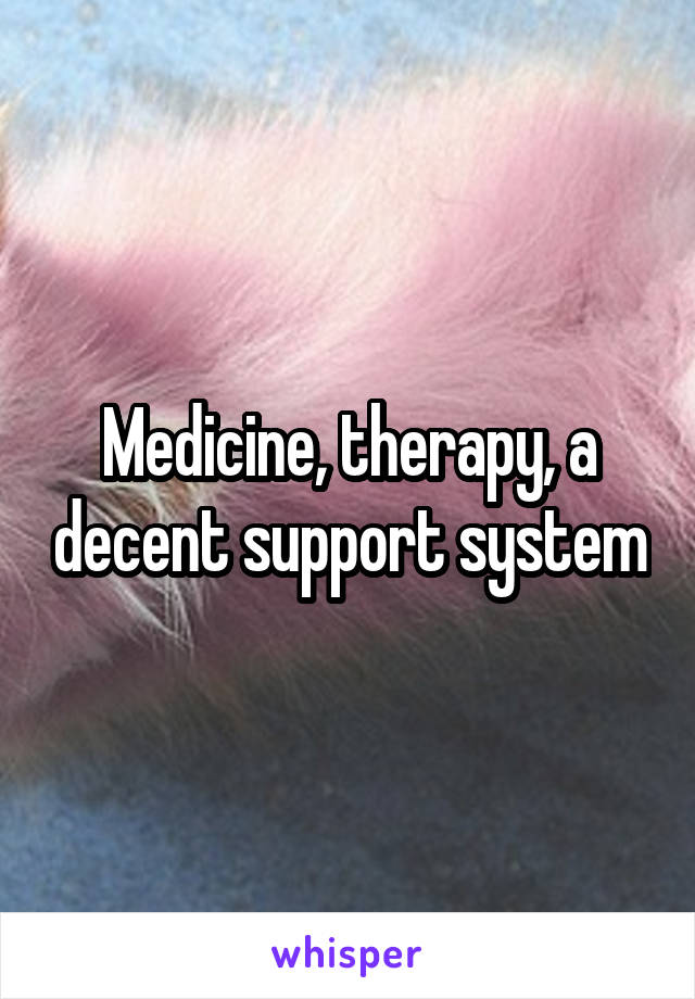 Medicine, therapy, a decent support system