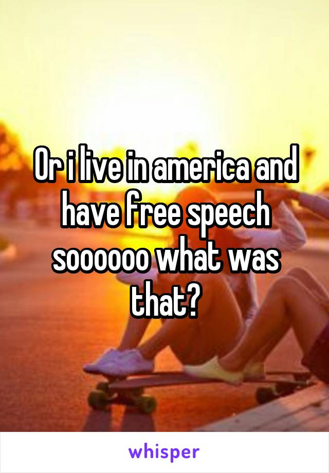Or i live in america and have free speech soooooo what was that?