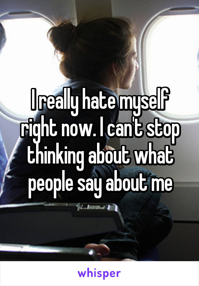 I really hate myself right now. I can't stop thinking about what people say about me