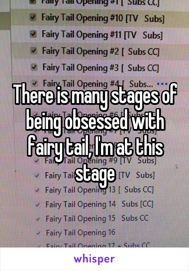 There is many stages of being obsessed with fairy tail, I'm at this stage