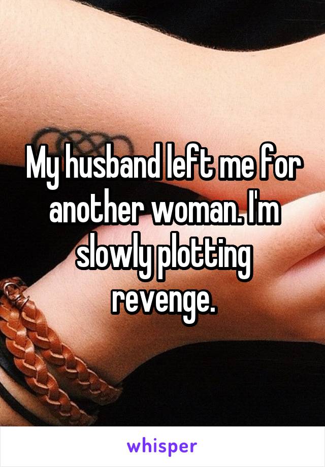 My husband left me for another woman. I'm slowly plotting revenge.