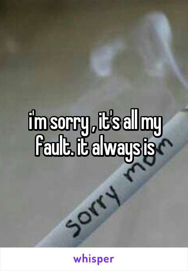i'm sorry , it's all my fault. it always is