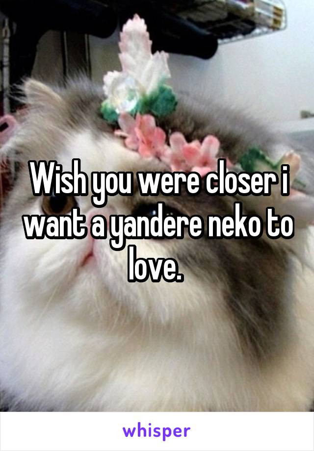 Wish you were closer i want a yandere neko to love. 