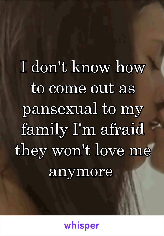 I don't know how to come out as pansexual to my family I'm afraid they won't love me anymore 