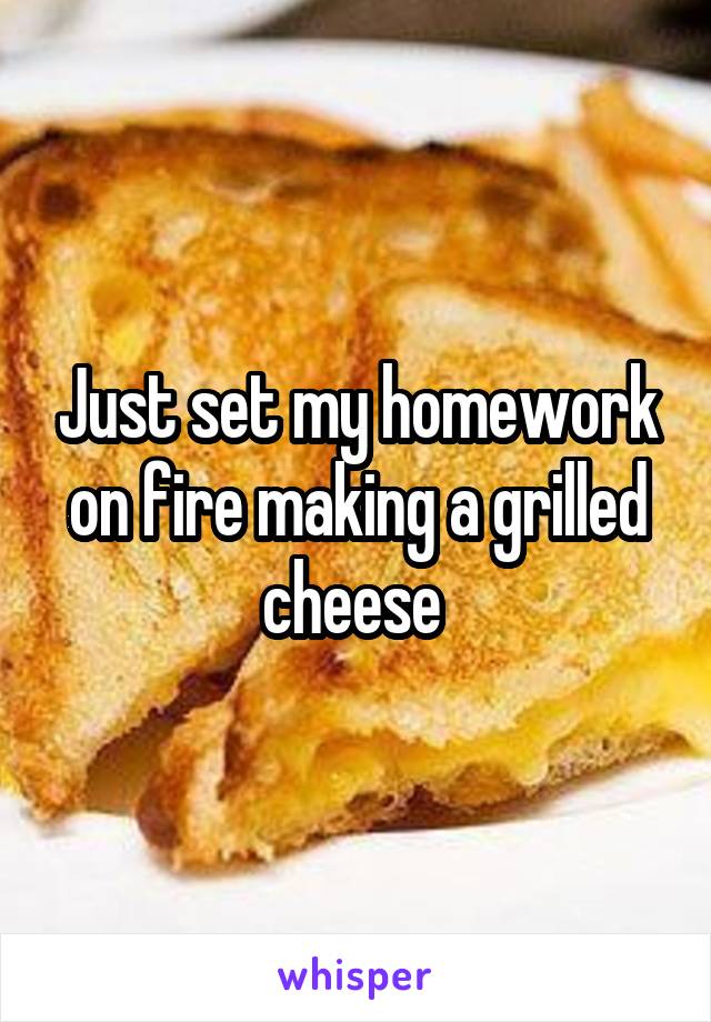 Just set my homework on fire making a grilled cheese 