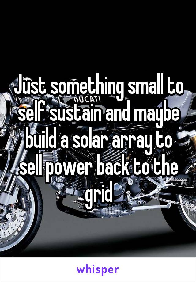 Just something small to self sustain and maybe build a solar array to sell power back to the grid