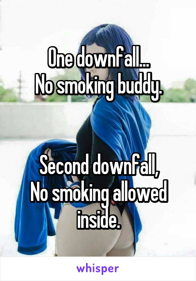 One downfall...
No smoking buddy.


Second downfall,
No smoking allowed inside.