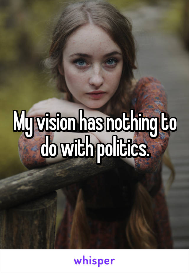 My vision has nothing to do with politics.
