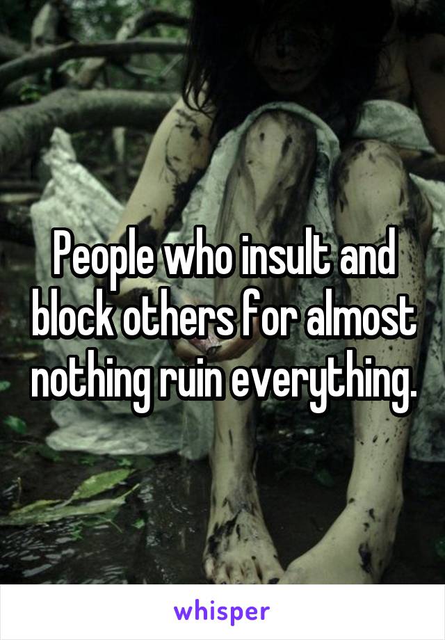 People who insult and block others for almost nothing ruin everything.