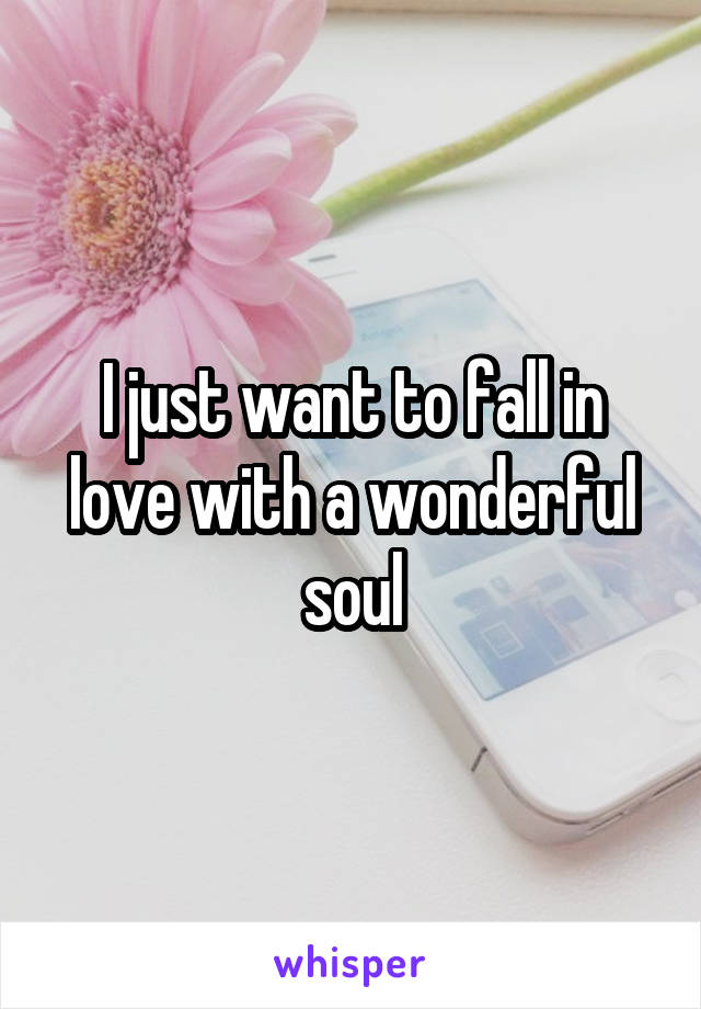 I just want to fall in love with a wonderful soul