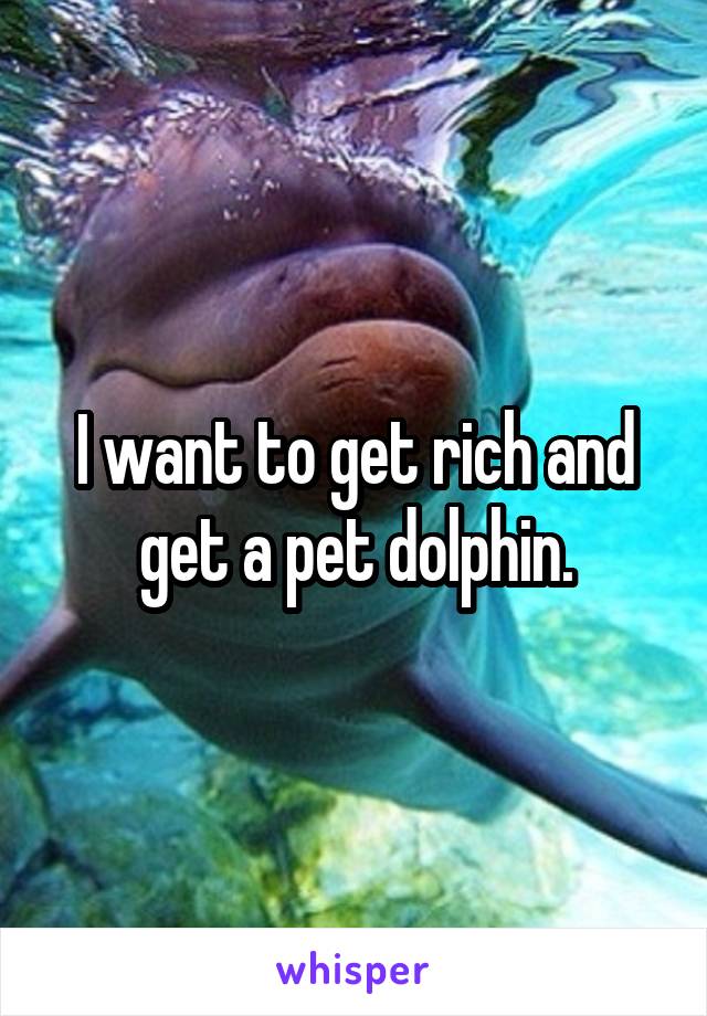 I want to get rich and get a pet dolphin.
