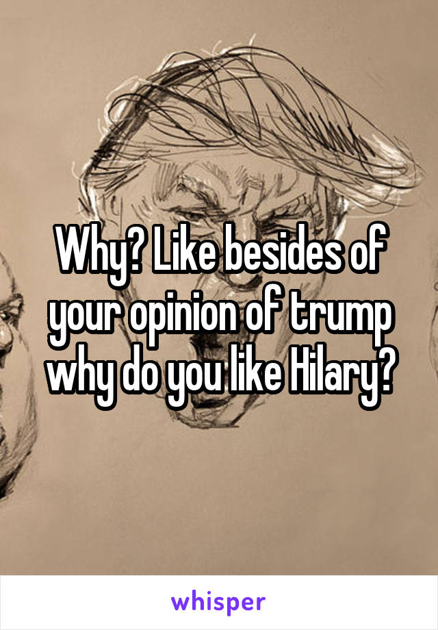 Why? Like besides of your opinion of trump why do you like Hilary?