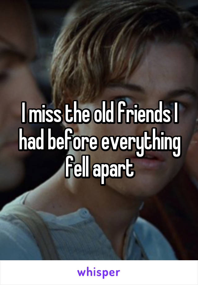 I miss the old friends I had before everything fell apart