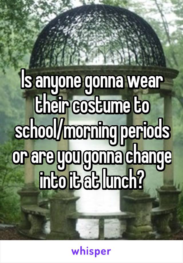 Is anyone gonna wear their costume to school/morning periods or are you gonna change into it at lunch?