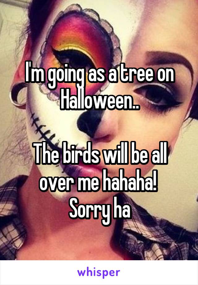 I'm going as a tree on Halloween..

The birds will be all over me hahaha! 
Sorry ha
