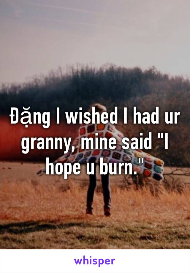 Đặng I wished I had ur granny, mine said "I hope u burn."