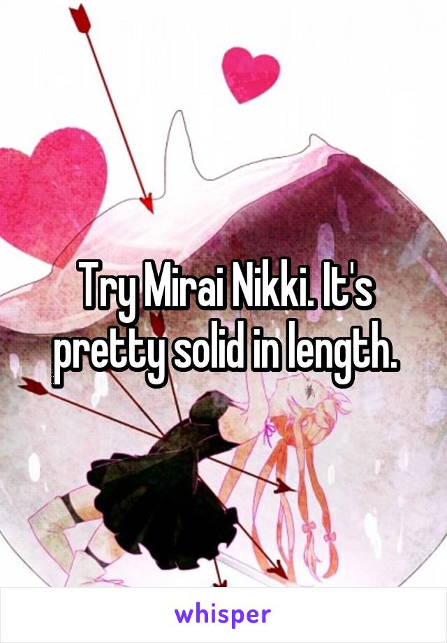 Try Mirai Nikki. It's pretty solid in length.