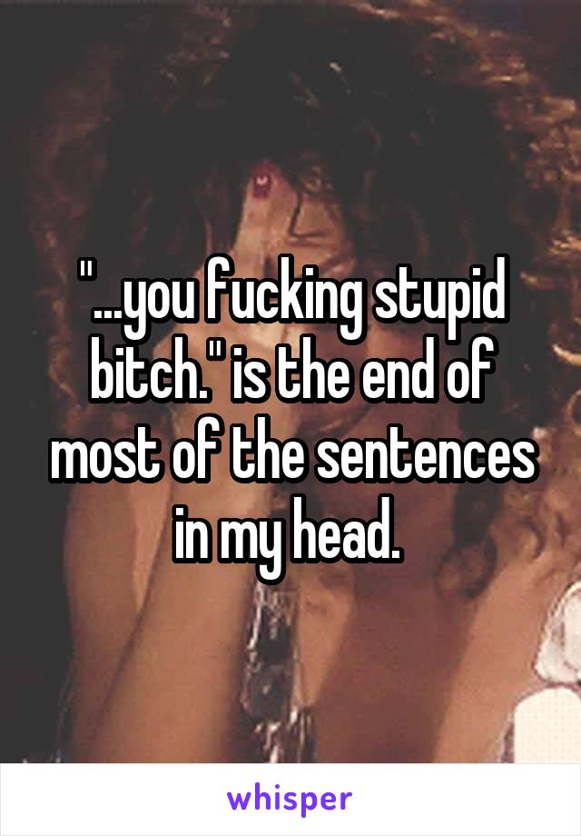 "...you fucking stupid bitch." is the end of most of the sentences in my head. 